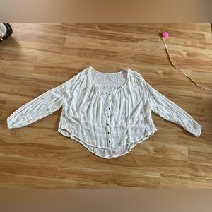 Adorable Free People White Flowy Blouse - Sz XS